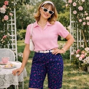 NWT St. John’s Bay Floral Capri Pants Size 4P Retro Preppy Garden Style